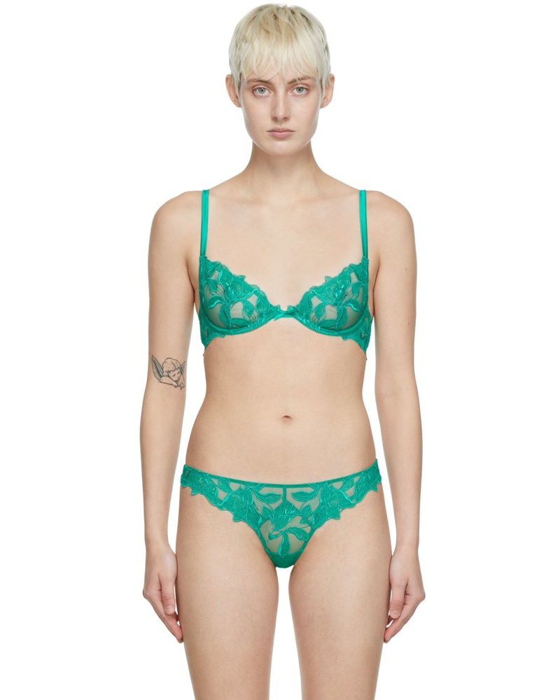Fleur Du Mal Damen Green Lily Plunge Demi Bra