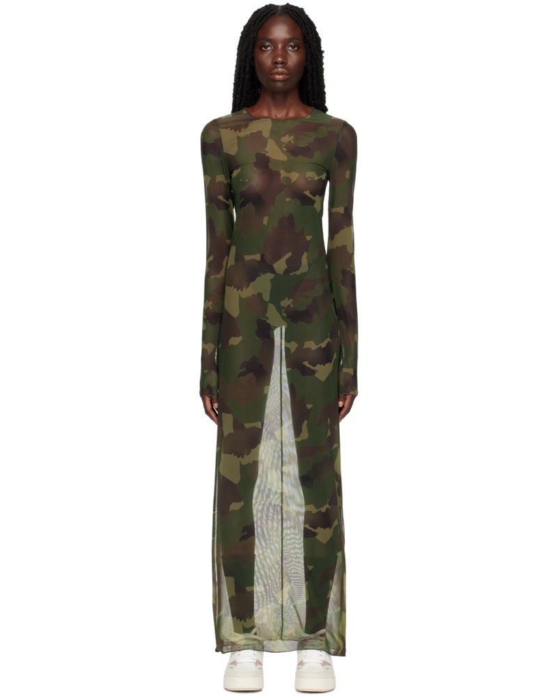 Heron Preston Damen Khaki Camo Maxi Dress