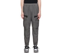 Gray Embroidered Cargo Pants
