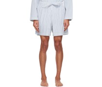 White & Blue Oversized Pyjama Shorts