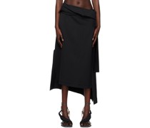 Black Drapey Suit Midi Skirt