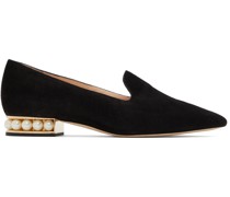 Black Suede Pearl Casati Loafers