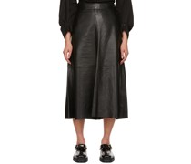 Black Aria Leather Midi Skirt