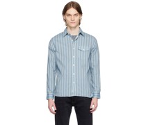 Blue Slim-Fit Striped Shirt