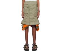 Khaki Asymmetric Midi Skirt