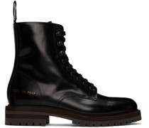 Black Leather Combat Boots