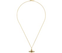 Gold Mini Bas Relief Orb Pendant Necklace