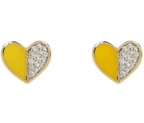 Ceramic Pavé Folded Heart Posts Earrings
