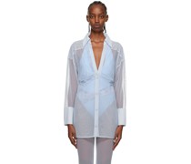 SSENSE Exclusive Blue Pleat Shirt