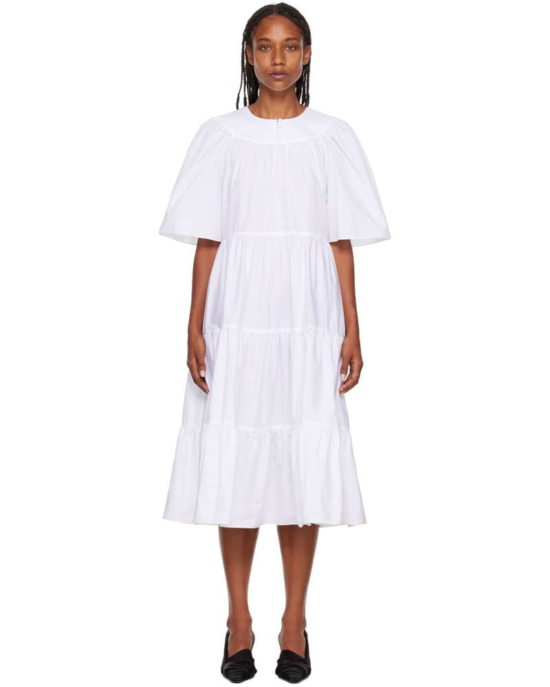 Rosetta Getty Damen White Ruffle Maxi Dress