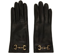 Black Leather Horsebit Gloves