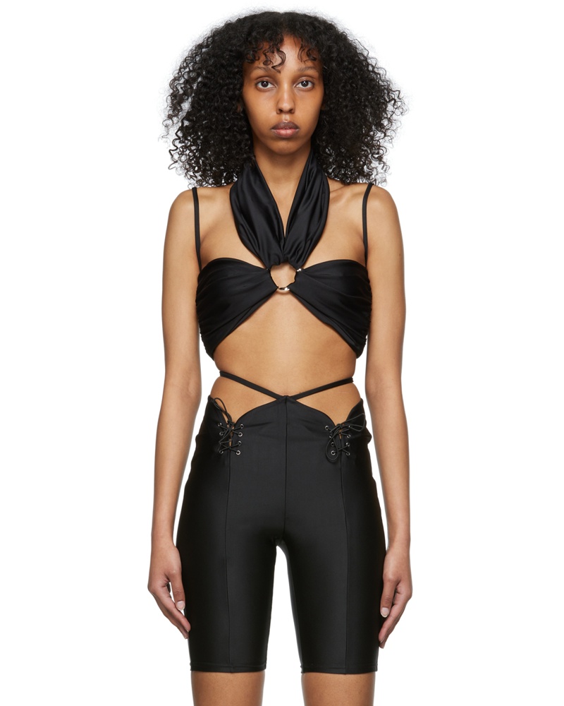 DIDU Damen Black Nylon Bikini Top