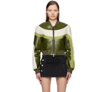 Green Lilu Faux-Leather Bomber Jacket
