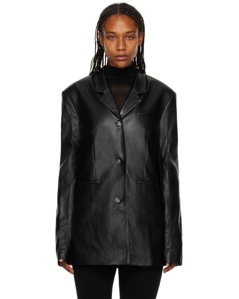Nanushka Damen Black Ariza Vegan Leather Blazer