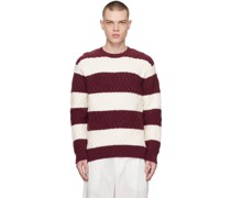 Off-White & Burgundy Striped Sweater