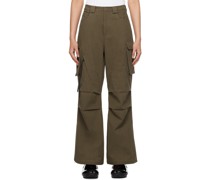 Brown Slit-Hem Cargo Pants
