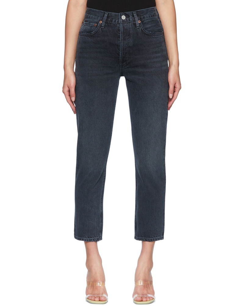 AGOLDE Damen Black Riley Jeans