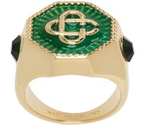 Gold & Green Monogram Ring