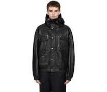 Black Hooded Leather Jacket