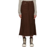 Brown Godet Midi Skirt