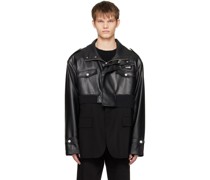 Black Detachable Faux-Leather Jacket