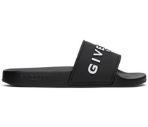 Black Logo Flat Sandals