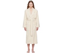 White & Beige Classic Bathrobe