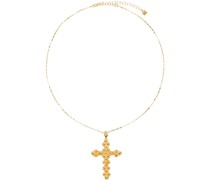 Gold VC021 Ruby Cross Necklace