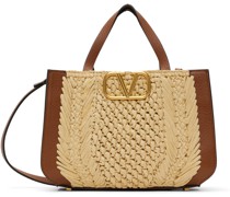 Brown & Beige Small VLogo Tote