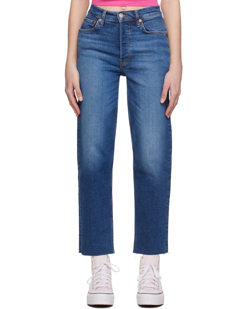 RE/DONE Damen Blue 70's Stove Pipe Jeans