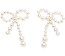 White Rosette de Perle Earrings