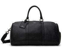 Black Smooth Leather Duffle Bag