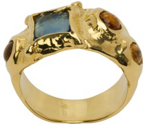 Gold & Blue Suede Ring