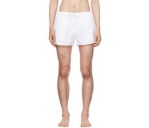 White Short Length Swim Shorts