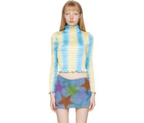 SSENSE Exclusive Blue & Yellow Shirred Stretch Turtleneck