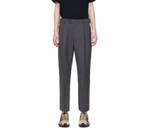 Gray One Tuck Trousers