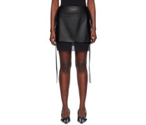 Black Layered Faux-Leather Miniskirt