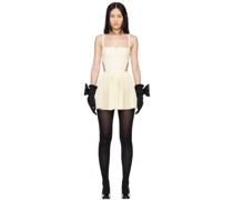 Beige Pleated Minidress
