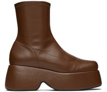 Brown Faux-Leather Boots