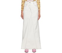 White Vented Denim Maxi Skirt