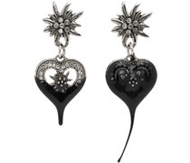 Silver Dipped Flower Heart Earrings