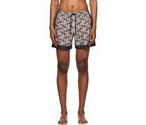 Taupe Printed Swim Shorts