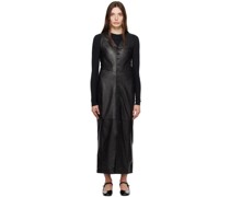 Black Vest Leather Midi Dress