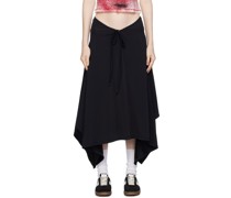 Black Handkerchief Bowtie Midi Skirt