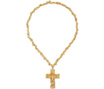 Gold Pebbled Cross Choker