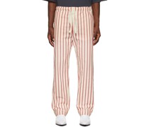 Off-White & Red Stripe Kamau Pyjama Lounge Pants