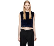 Navy Wasser Faux-Fur Tank Top