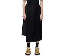 Black Chalk Stripe Midi Skirt