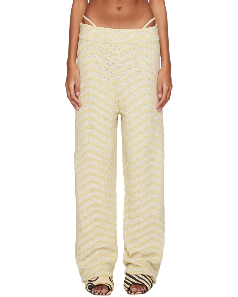 Isa Boulder Damen SSENSE Exclusive Yellow & Off-White Knitcurve Trousers