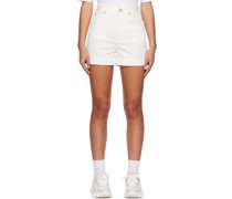 White Plaque Denim Shorts